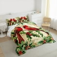 thumbnail image 3 of Feelyou Christmas Red Robin Queen Comforter Set, Poinsettia Leaf Plant Bedding Sets, Vintage Western Fashion Reversible Bedding Comforter Set, Breathable Home Decor, 3-Piece, 3 of 8