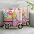 thumbnail image 3 of Happy Easter Pillow Covers, Easter Wishes Rabbits Striped Truck Eggs Farmhouse Decorative Throw Pillowcases for Home Sofa Couch Decoration, 3 of 5