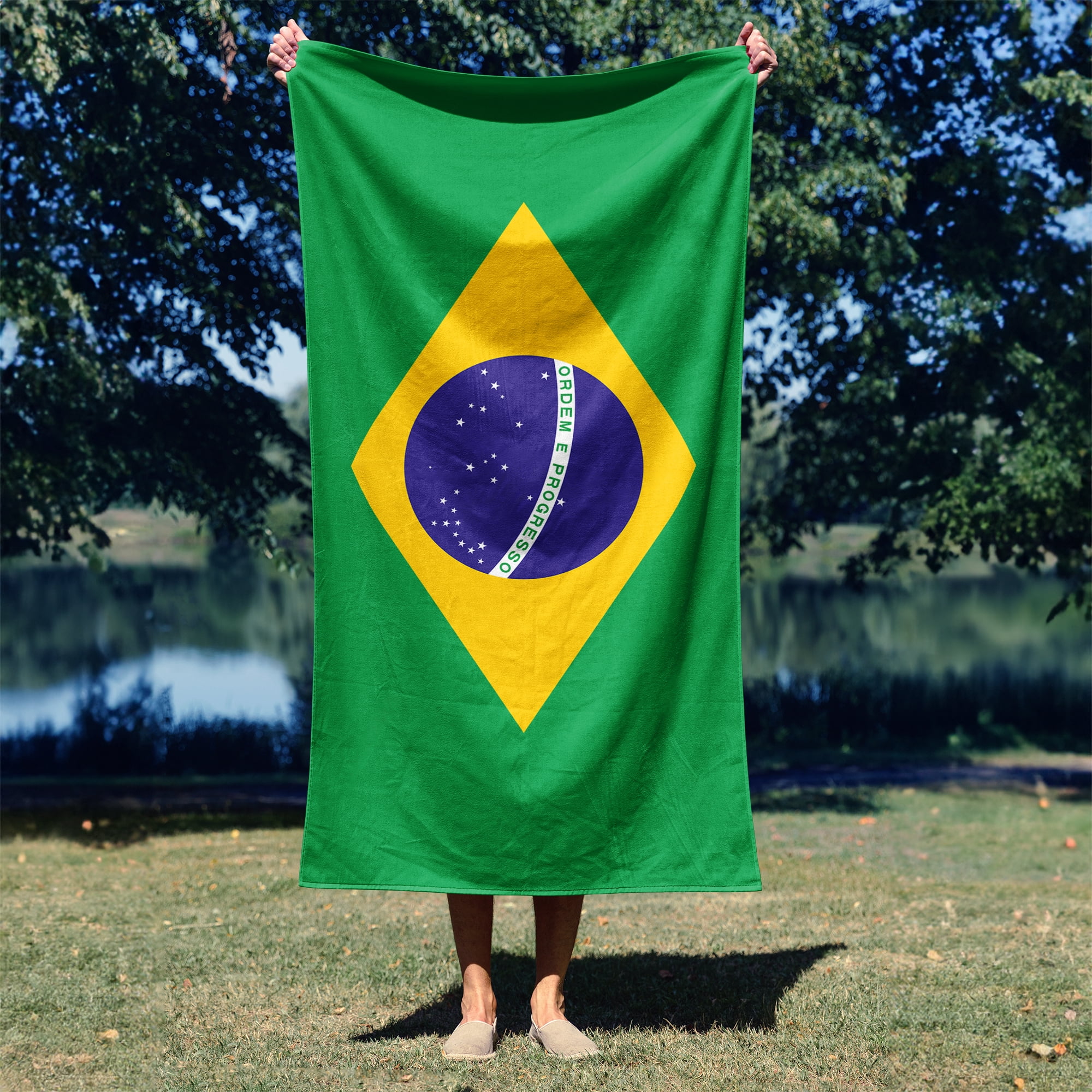 Brazil Flag Beach Towel 30x60 inches