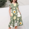 thumbnail image 5 of Xdegoge Easter Dresses for Girls Rabbit Print with Tiered Skirt and Cap Sleeves, Lightweight and Comfortable Teens Holiday Dress, 5 of 5