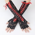 thumbnail image 2 of UJNDER Fingerless Steam Punk Witch Long Elbow Arm Warmers Lace Sleeves for Party Halloween Gloves Mittens Red, 2 of 6