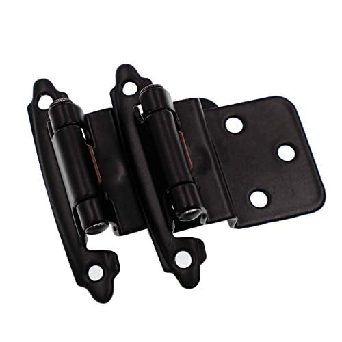 DecoBasics 3/8" Inset/Offset Cabinet Hinge (25 Pair -50 Pack), Self Closing, in Matte Black Finish
