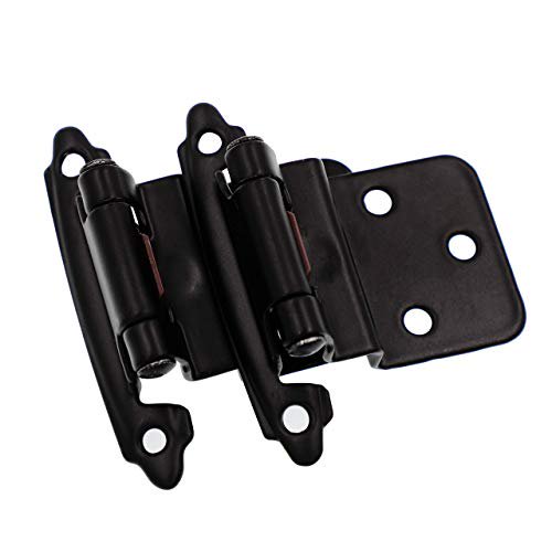 DecoBasics Charnière d'Armoire 3/8 Pouces Incrustée/offset (25 Paires -50 Pack), Auto-Fermante, Finition Noir Mat