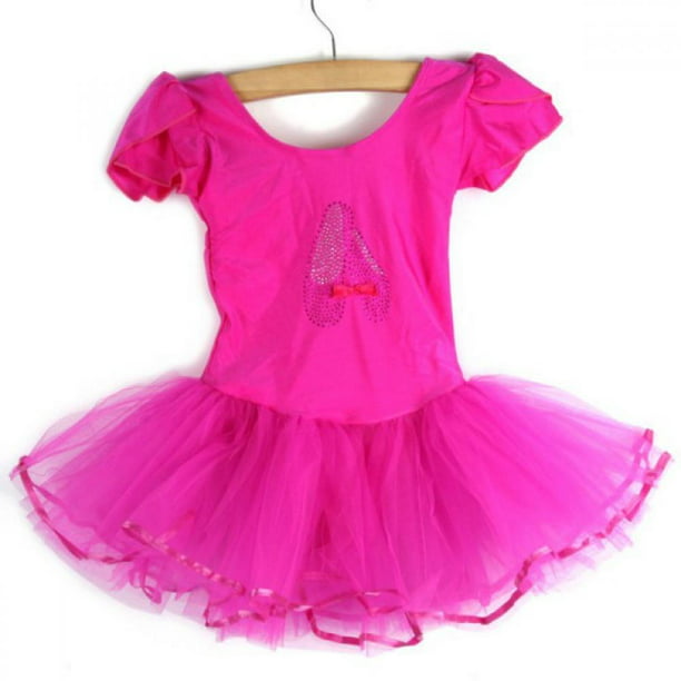 Girls Short Sleeve Glitter Ballet Tutu Leotard Dance Ballerina Outfit Dress with Flower Front - Walmart.com
