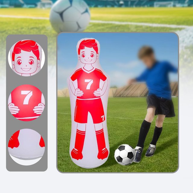 DYNWAVECA Inflatable Soccer Dummy Air Mannequin Dribbling Passing Drills Multipurpose Inflatable Punching Bag Kick Wall Goalkeeper Red