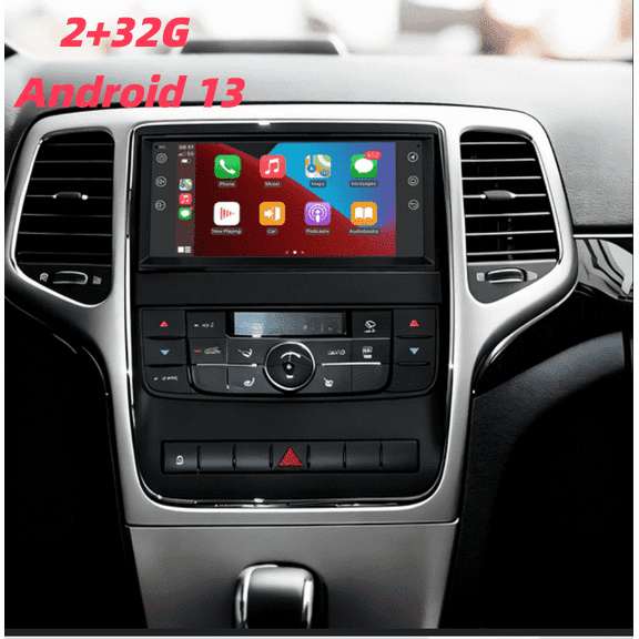 Car Stereo para Jeep Grand Cherokee 2012 - 2 32G Android 13, 7" IPS Touchscreen, CarPlay/Android Auto Compatible   WiFi, GPS, Bluetooth, SWC & Backup Camera​