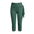 thumbnail image 4 of GPOECD Womens Stretch Waistband Shorts 7 Inch Inseam Casual Legged Pants Comfortable Everyday Wear elastic waist shorts women Dark Green,M, 4 of 4