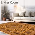 thumbnail image 2 of ODIKA 4'x6' Machine Washable Non-Slip Area Rug, Vibrant Spiral with Intricate Floral and Paisley Motifs High Traffic Rug, Gold, 710168, 2 of 7
