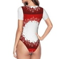 thumbnail image 4 of Balery Women'Swinter Christmas Snowflake Crew Neck Round Neck Short Sleeves Slim Fit Casual Basic Extender Bodysuit Daily Jumpsuit T Shirts-X-Large, 4 of 9