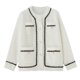 thumbnail image 4 of Suéter de cachemira de visón blanco para mujer, abrigo de estilo perezoso, coreano, Retro, negro, suelto, cuello redondo, cárdigan de punto, moda de otoño e invierno, 4 of 4
