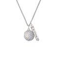 thumbnail image 2 of Delight Jewelry Silvertone Large Super Sparkle Crystal Clear AB Volleyball Silvertone Be Strong and Courageous Bar Charm Necklace, 23", 2 of 4