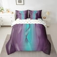 thumbnail image 2 of Gradient Purple and Teal Bed in a Bag King Size Comforter Set 7 Pieces,Silver Foil Print Wave Striped Bedding Sets Abstract Ombre Art Sheet Set with Comforter, 2 of 5