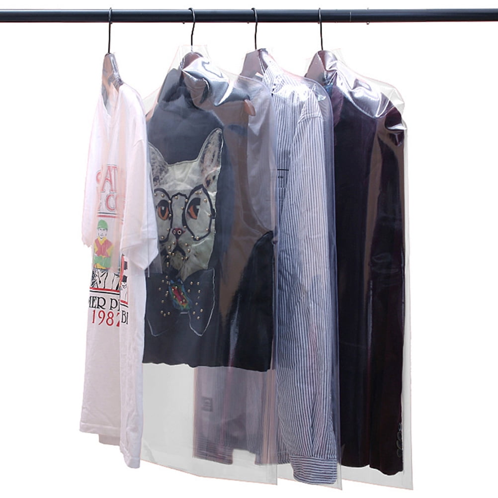 ETHZZLE 6Pcs Transparent Hanging Clothes Covers Garment Bags for Home Storage Reusable and Tear Resistant