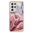 thumbnail image 3 of Compatible with Samsung Galaxy S21 Ultra Case, Fantastic Marble Patterned Phone Case Anti-Scratch Slim Hybrid Hard Plastic Bumper+Soft Silicone TPU with Ring Kickstand Bumper Shockproof Cover,Rose, 3 of 6