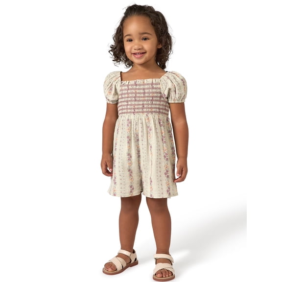 Modern Moments by Gerber Toddler Girl Smocked Romper with Ric Rac, Sizes 12 Months - 5T