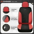 thumbnail image 5 of Coverado Front Car Seat Covers, 2 Seats Luxury Faux Leather Seat Protectors, Universal Fit for Most Cars, Black&Red, 5 of 6