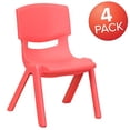 thumbnail image 3 of Flash Furniture 4 Pack Red Plastic Stackable School Chair with 10.5'' Seat Height, 3 of 5