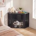 thumbnail image 6 of Gymax Corner Dog Crate Furniture Wooden Dog Kennel End Table Heavy Duty Pet Crate Warm Oak, 6 of 10
