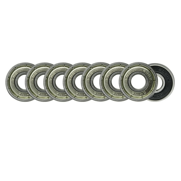 608ZZ Precision Skateboard Bearings 8x22x7mm Double Shielded Silver (Pack of 8)