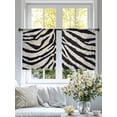 thumbnail image 4 of Black White Zebras Sheer Curtains 45 Inch Length 2 Panels Set - Light Filtering Window Treatments, Vintage Abstract Art Rod Pocket Semi Curtains for Living Room/Bedroom/Kitchen Décor, 104"W x 45"L, 4 of 7