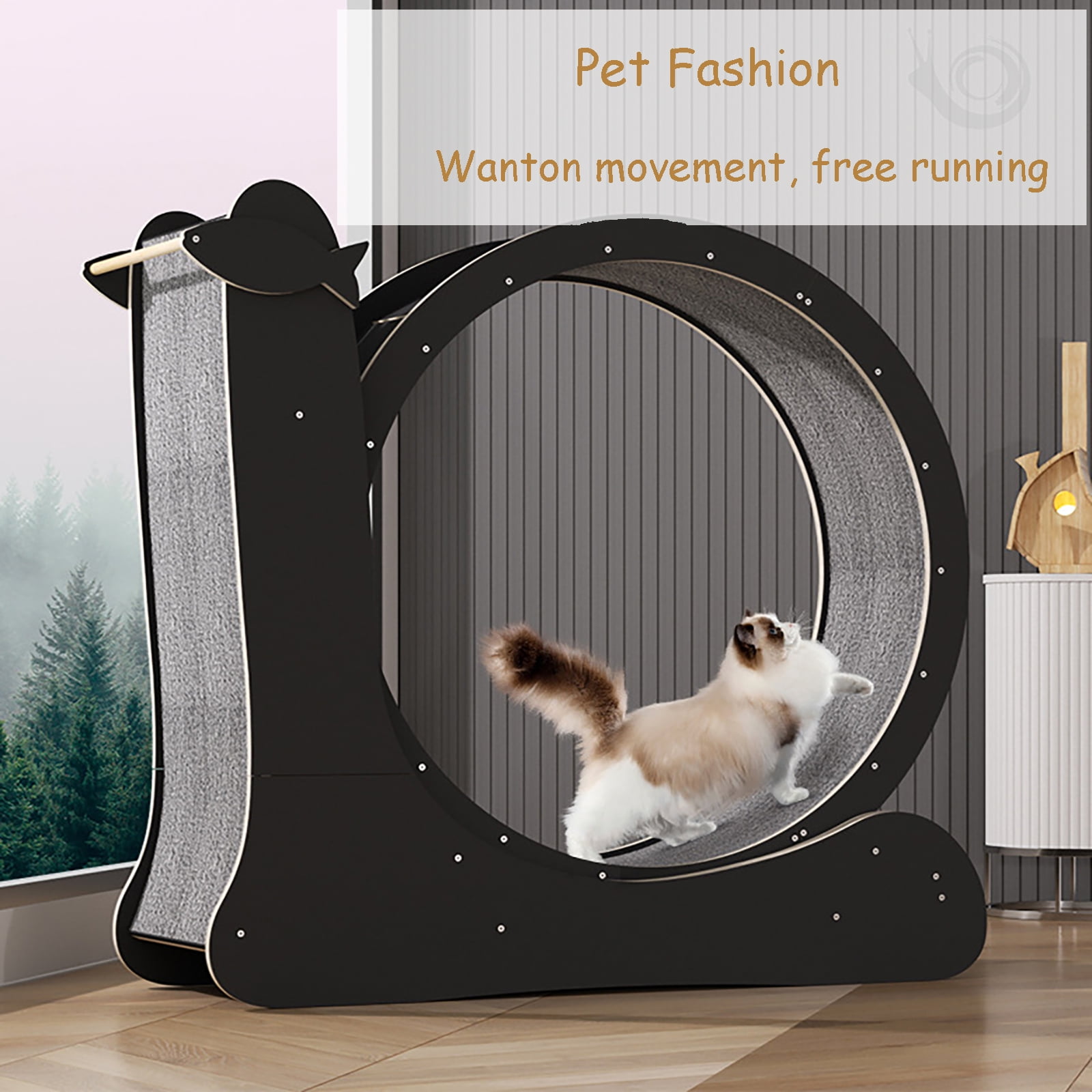 Miumaeov Cat Toys Cat Running Wheel Treadmill with Safety Lock Cat