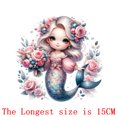 thumbnail image 1 of 15cm Kids Iron-On Heat Transfer Vinyl Patch with Cute Flower and Mermaid Design, 1 of 10
