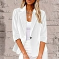 thumbnail image 2 of QATAINLAV Corduroy Blazers for Women 3/4 Sleeve Lapel Open Front Single Button Suit Jacket Fall Business Casual Blazer Coat, White, XXL, 2 of 7