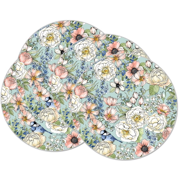 CounterArt Nature's Notebook Reversible Round Easy Care Flexible Placemat 4 Pack