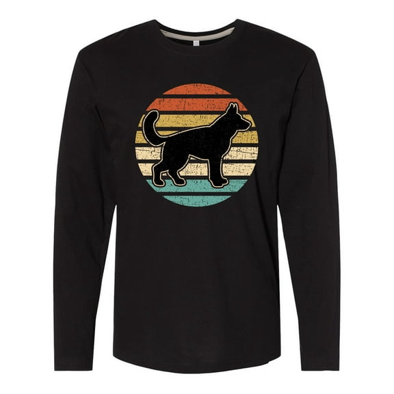 Inktastic German Shepherd Silhouette Vintage Retro Long Sleeve T-Shirt