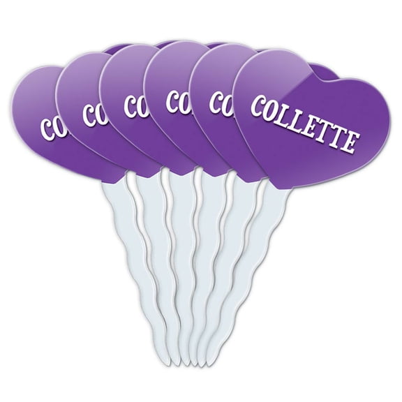 Collette Heart Love Cupcake Picks Toppers - Set of 6