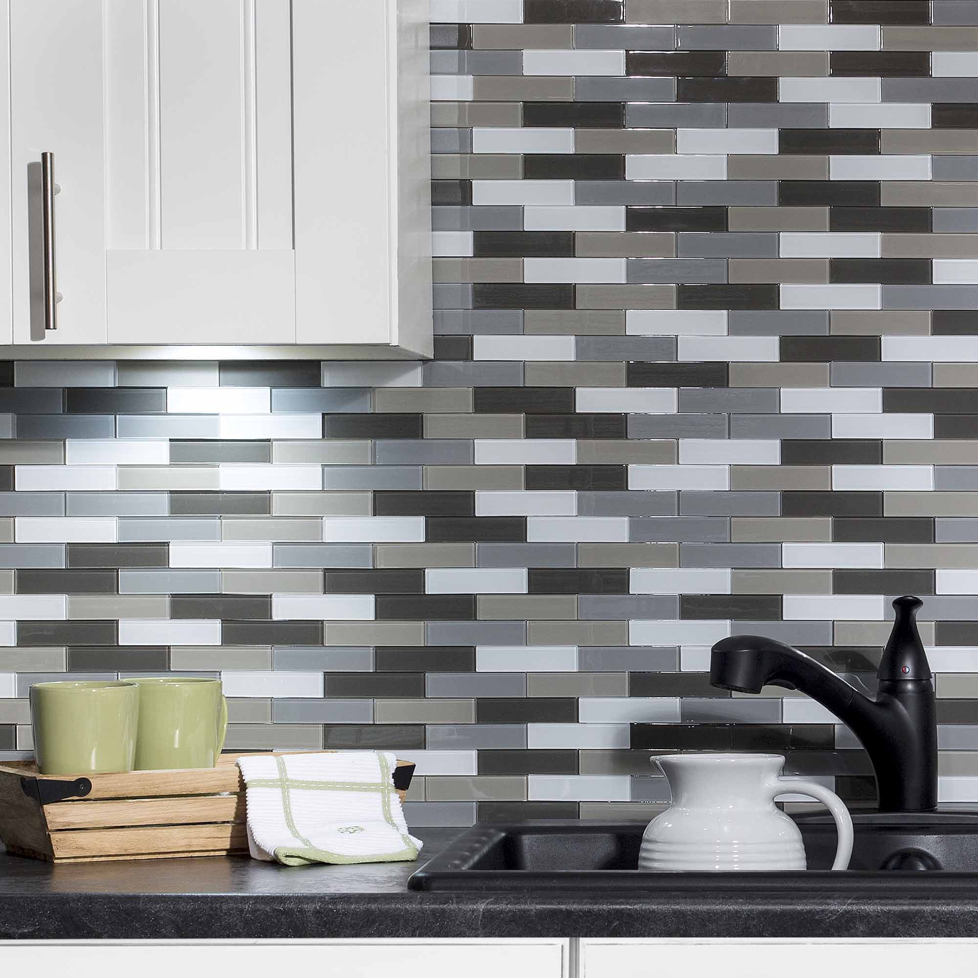 Aspect Peel and Stick Rustic Clay Matted Glass Backsplash Kit for Kitchen and Bathrooms (15 sq ft Kit)