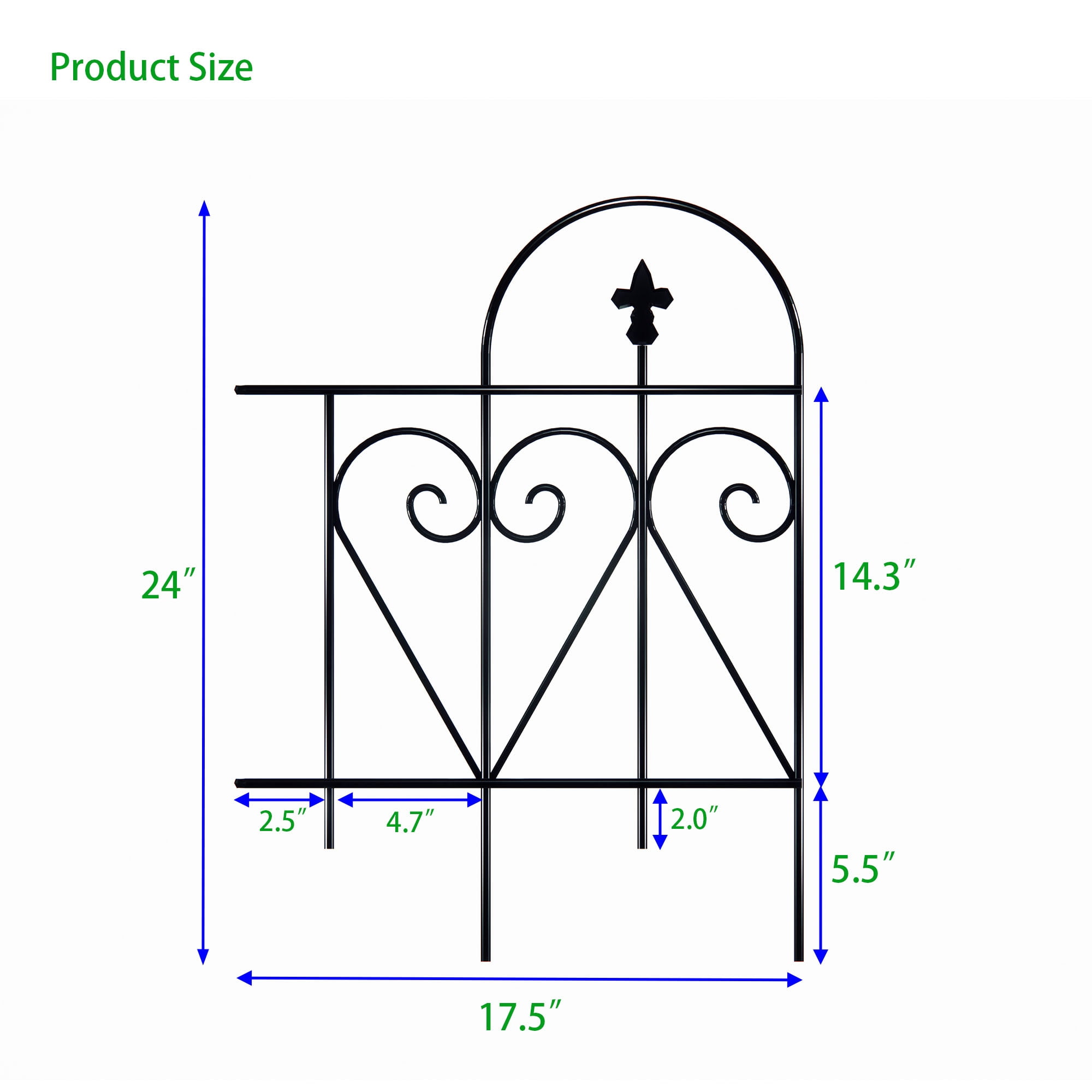 Miniyam Metal Garden Fence, Rustproof, 7 Packs, Pet Barrier, Outdoor Yard Fence, 24"H