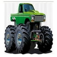 thumbnail image 3 of Ambesonne Cartoon Shower Curtain, Monster Pickup Truck, 69"Wx84"L, Green Grey, 3 of 5