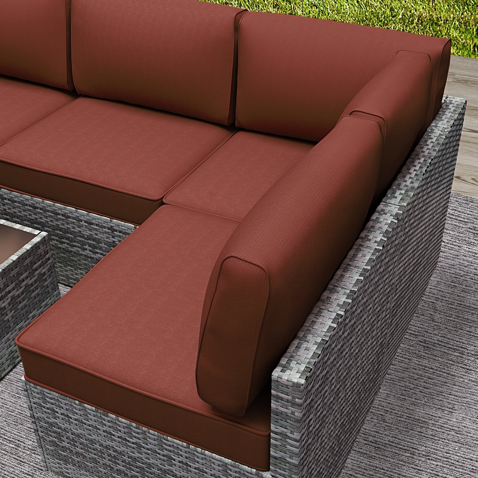 Yalissey Outdoor Replacement Cushions for Patio Furniture,Water-Resistant Sofa Cushions for Rattan Wicker Sectional Patio Conversation Sets,14-Piece Outdoor Couch Cushions Patio Sofa,Red