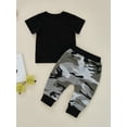 thumbnail image 4 of Franhais 2Pcs Little Boys Casual Outfit, Letter Printing Short Sleeve Tops + Camouflage Long Pants, 4 of 9