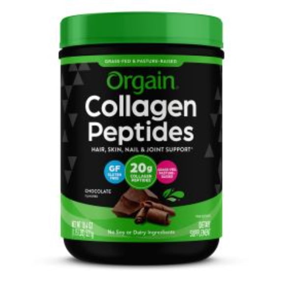 Orgain Grass-Fed 20g Collagen Peptides Powder – Type I & III, Chocolate, 1.15lb