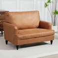 thumbnail image 2 of HOMCOM Modern Accent Chair, Upholstered Armchair with Turned Legs, Brown, 2 of 10