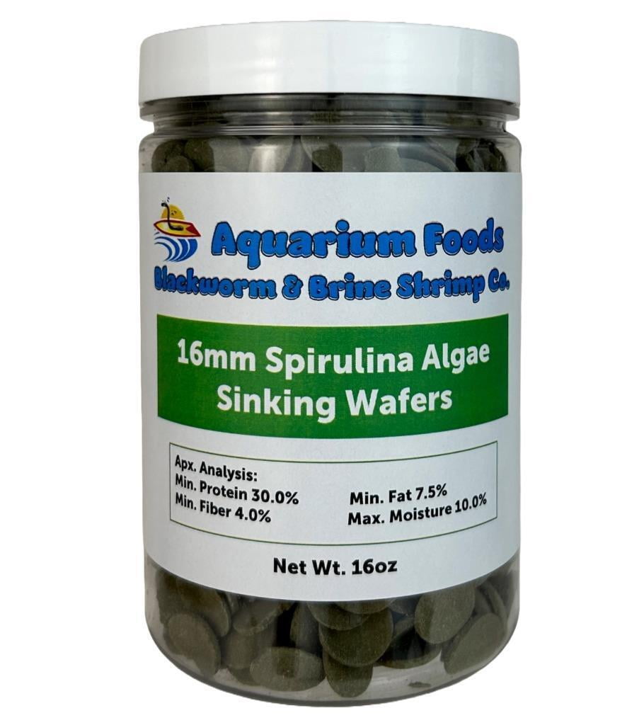 16mm - 5/8" Sinking Spirulina, Veggie and Algae Wafers for Bottom Tropical Fish, Shrimp, Snails, Crabs, Plecos, Catfish - 16oz Lg Round Jar