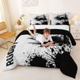 thumbnail image 3 of Erosebridal Football Print Full Size Comforter Sets 3 Pieces For Teens,Black Splash Sport Rugby Bedding Sets For Boys,Black Reversible, 3 of 6