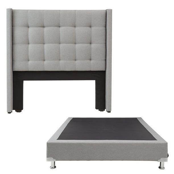 Box Base Cama Matrimonial + Cabecera Titan Gris