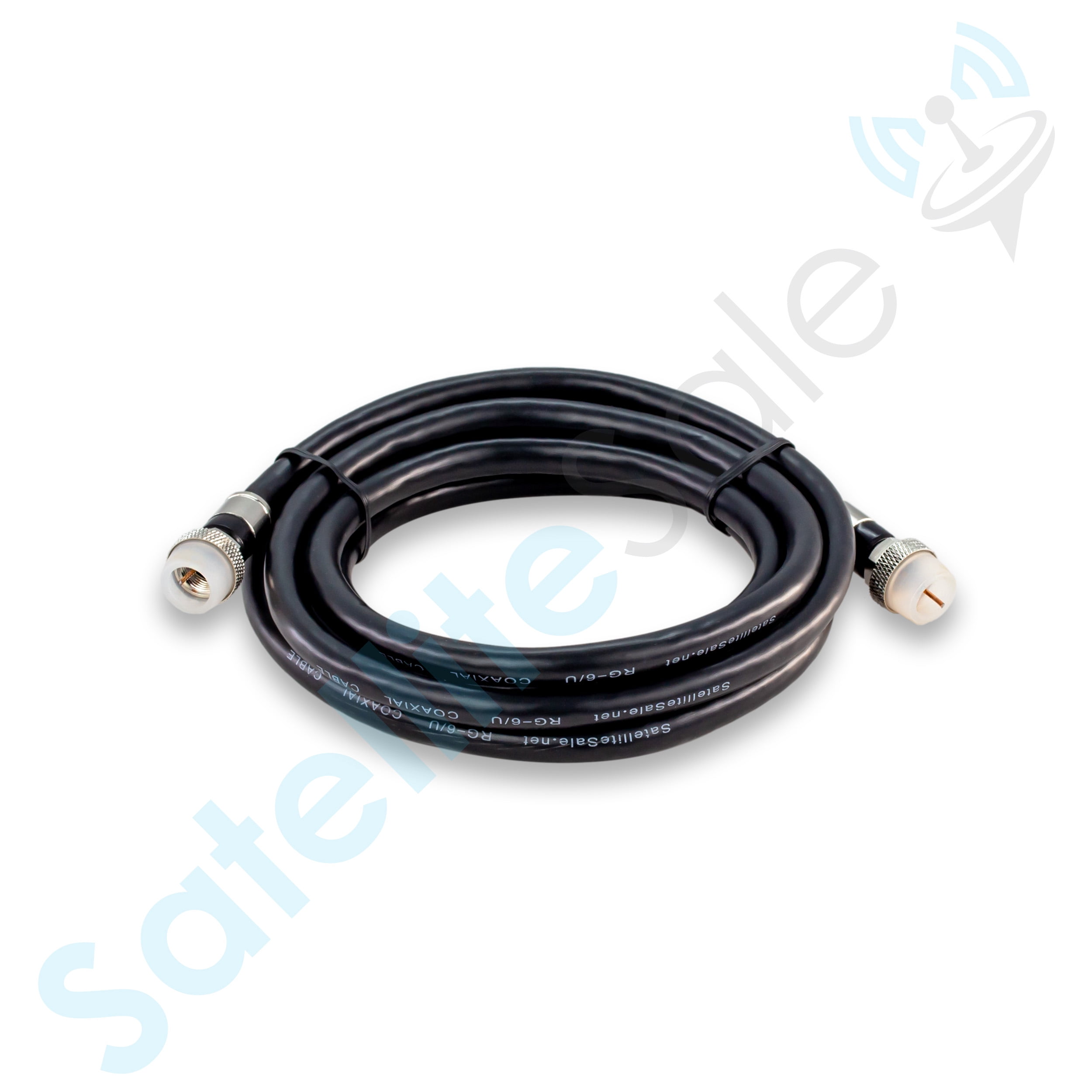 SatelliteSale Digital RG-6/U 75 Ohm Coaxial Cable with F-Type Waterproof Connectors Indoor/Outdoor Universal Wire Black Cord 25 feet