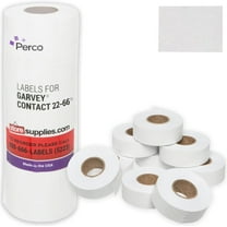 Perco White Garvey 2216 Pricing Labels for Garvey 22-66/22-77/22-88 Two Line Pricing Gun - 9 Rolls, 1 Sleeve - 9,000 Pricemarking Labels and 1 Inker Included