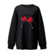 thumbnail image 2 of Gibobby Temperamento Pullover Top Sudadera con capucha de manga larga con cuello redondo y estampado de amor para el Día de San Valentín al libre para mujer 10 (Negro, XL), 2 of 4