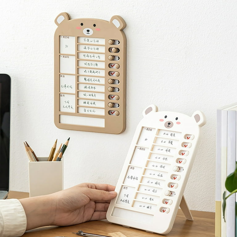 Reusable Cute Bear Memo Checklist Board Children's Self-discipline Punch  Card Wall Hanging Checklist Holiday Schedule Memo Board