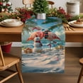thumbnail image 5 of Christmas Table Runner Snowman Beach Flamingo Table Runners Palm Trees Smas Balls Cotton Linen Dresser Scarf Kitchen Dining Table Decor for Christmas Holiday Party Decor 13x36 Inch, 5 of 9