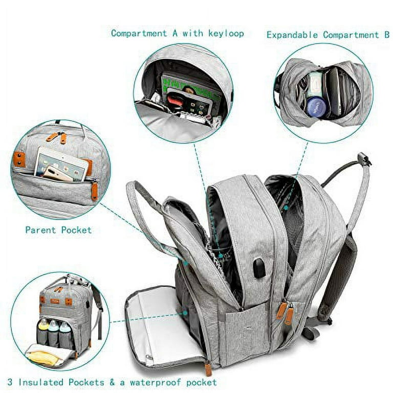 Rabjen Diaper Bag Backpack, Transformable Baby Bag, Spacious Enough for  Twins' Stuff, Multifunction Back Pack