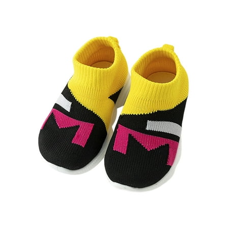 

UKAP Kids Walking Shoe Slip On Sock Sneakers Mesh Running Shoes Lightweight Flats Unisex-Child Knit Upper Fashion Black 6.5C