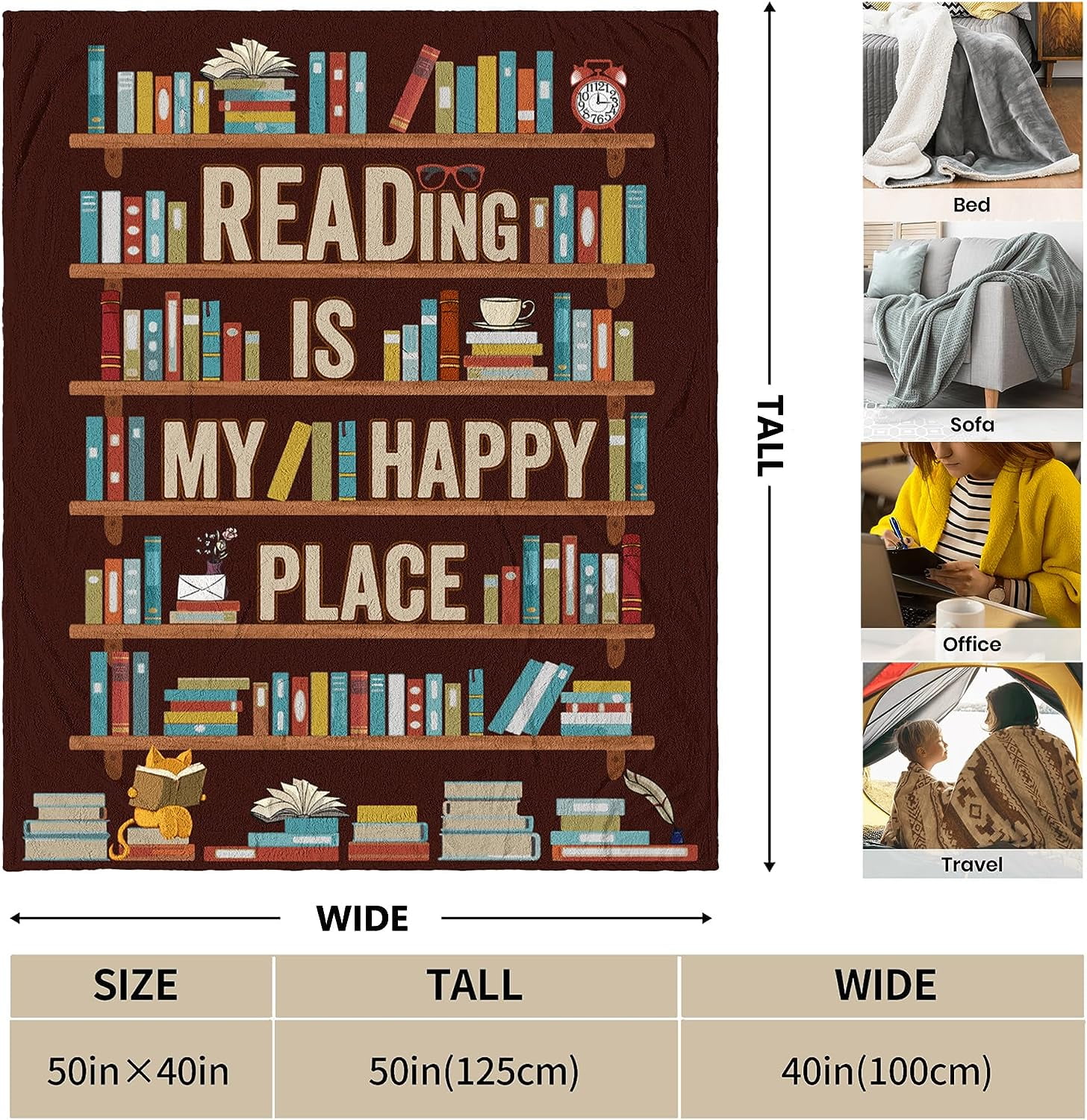 Book Lovers Gifts Blanket Librarian Gifts Throw Blanket 40"x50" Book Club Gifts for Reading Lover Bookish Literary Gifts Ideas Best Bookworm Gifts on Birthday Christmas Graduation