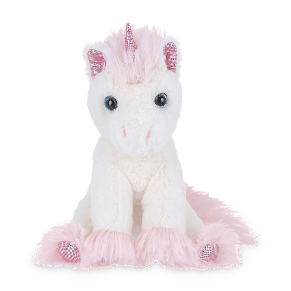 Bearington Lil' Dreamer White and Pink Plush Stuffed Animal Unicorn, 8 Inches
