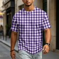 thumbnail image 4 of JULMCOMO Waffle Knit Shirts for Men Striped Crew Neck Short Sleeve Casual Summer T Shirt Loose Fit Comfy Classic Tees Light Gray 2XL, 4 of 6
